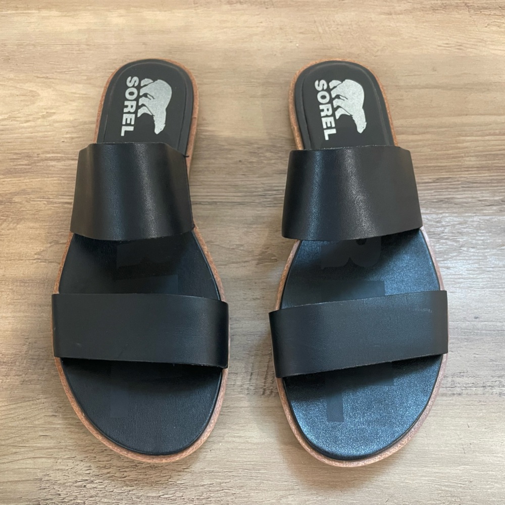 Sorel Black Strap Sandals, Women's Size 8